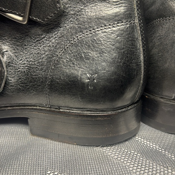 Frye black leather buckle motorcycle boots - Picture 5 of 7